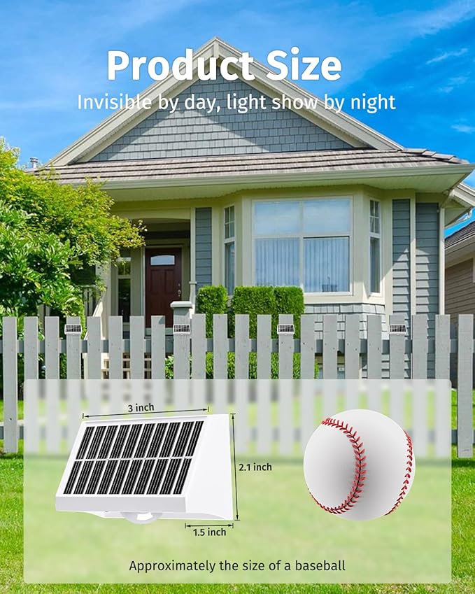 Solar Fence Lights Outdoor Waterproof High Brightness LED Spot Lens Deck Lights 7 Mode Warm & Cool White RGB Solar Powered Wall Lighting Decor for Outside Patio Step Backyard Railing - 16 Pack(White)