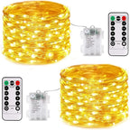 2-Pack 66ft Christmas LED String Lights, Waterproof Timer Lights