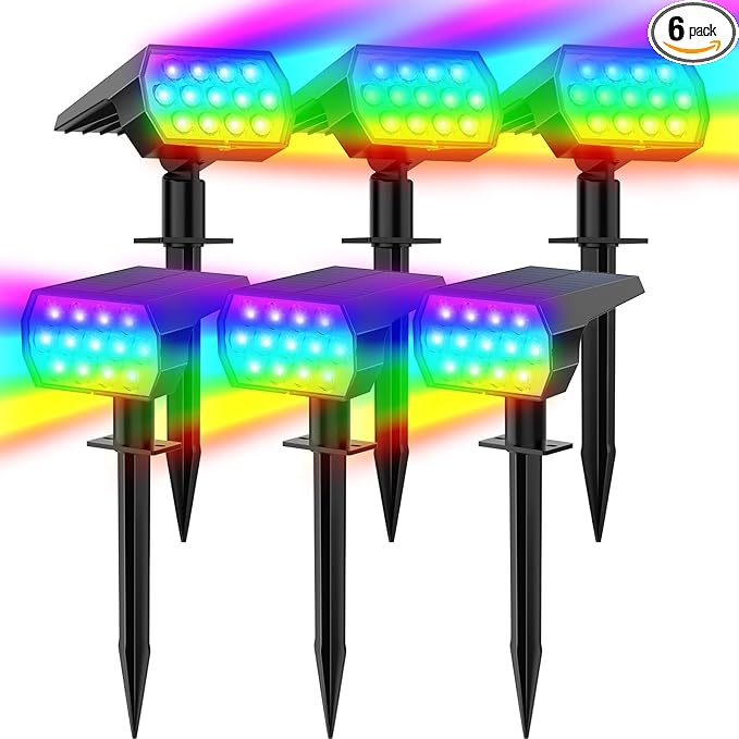 Solar Motion Sensor Landscape Spotlights 6-Pack, LED