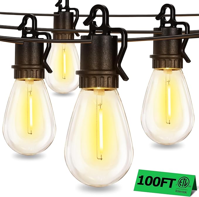 100ft String Lights for Patio, Waterproof LED