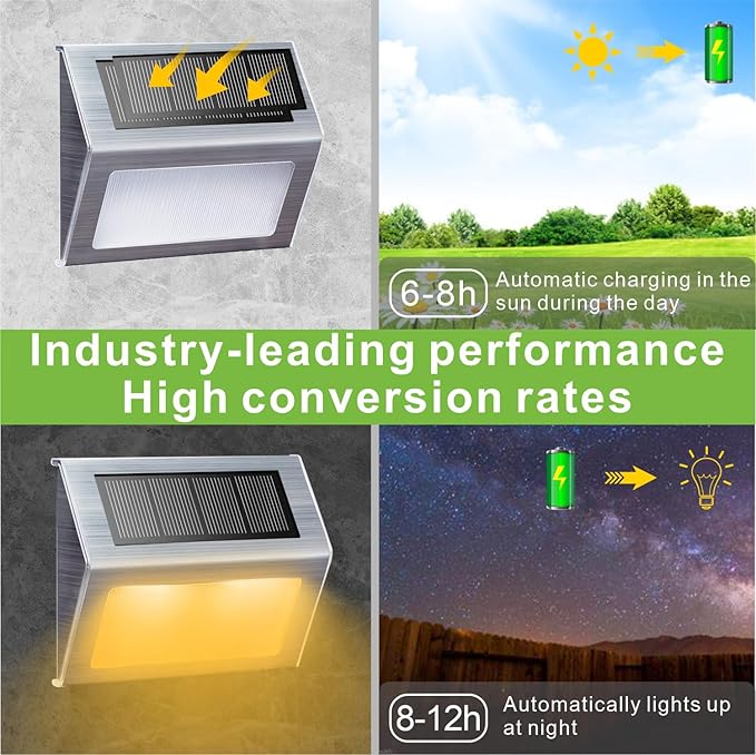 6-Pack Stair Solar Lights, Waterproof LED