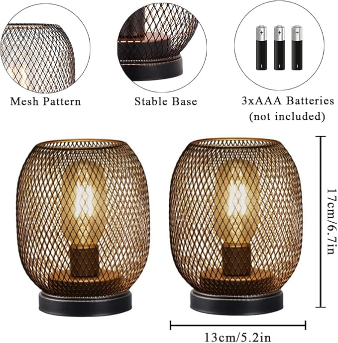 JHY DESIGN 4PCS Metal Cage LED Lantern Battery Powered Lamp Cordless Accent Light with LED Great for Weddings Parties Patio Events for Indoors Outdoors