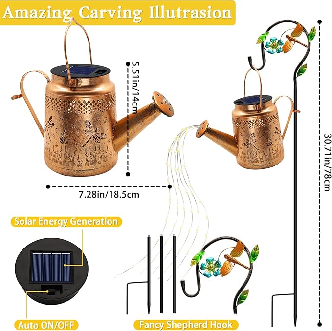 Metal Dragonfly Solar Lanterns for Yard, Waterproof LED