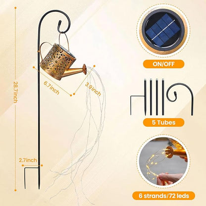 1 Pack Solar Watering Can Lantern, Hanging Light Outdoor Waterproof, Hanging Lantern Decorative, Garden Decoration Gift for Women Mom