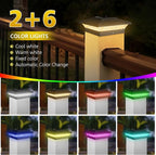 RGB Solar Patio Post Lights, Outdoor LED Caps