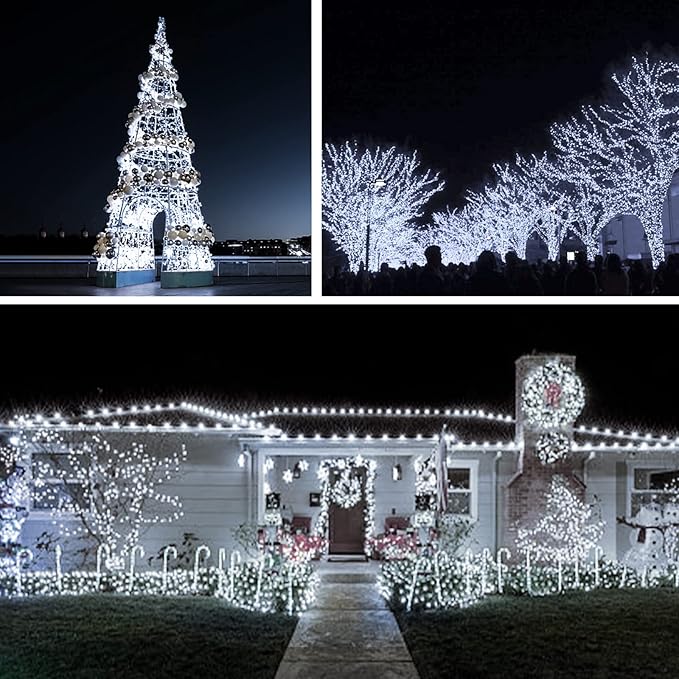 200 LED Christmas Twinkle Lights, 66ft Waterproof for Backyard