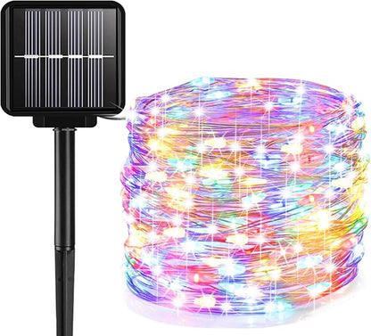 Solar String Lights Outdoor, 33 Feet 100 LEDs 8 Modes Solar Fairy Lights for Outside, Waterproof Outdoor Light for Patio Yard Christmas Tree Halloween Wedding Party Decorations, Colorful