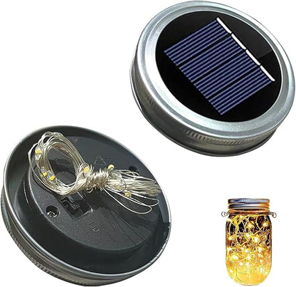 Solar Lights Replacement Top Parts for Outdoor Solar Watering Can Hanging Lanterns with 90 LED String Lithgs Detachable Connector (Warm White ) (2PCS for Mason Jar)