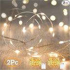 2-Pack 10ft Christmas LED String Lights, Waterproof Timer Lights