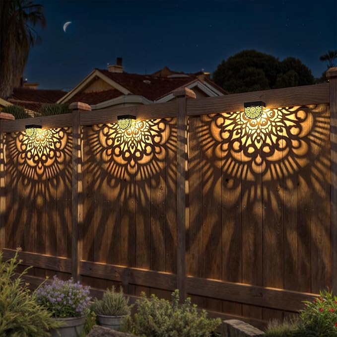 6-Pack Solar Fence Step Lights, Gold Waterproof