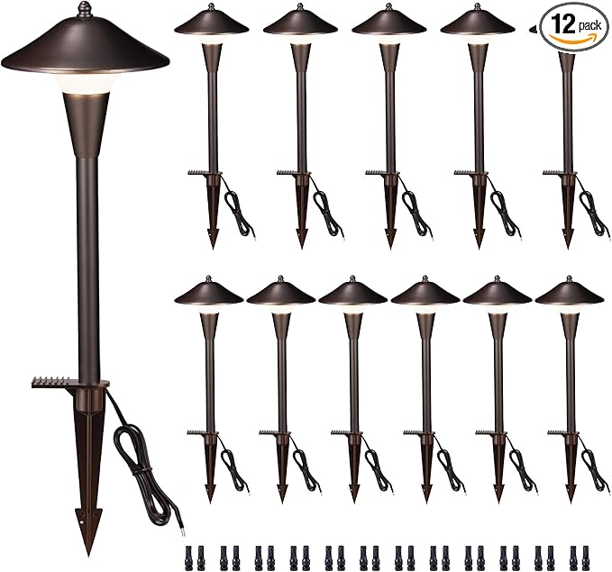 12-Pack Solar Landscape Lights for Driveway