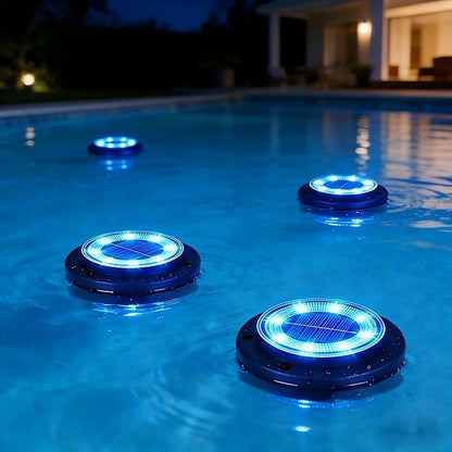 Flacchi Solar Lights Outdoor - Solar Powered Ground Lights Outdoor Solar Disk Light Waterproof Landscape Light for Patio Yard Pathway Walkway Driveway (Blue, 2 Pack)