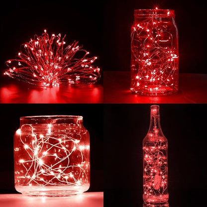 ANJAYLIA Red String Lights, 10Ft/3M 30leds Bright Light Party Home Festival Decorations Battery Operated Lights