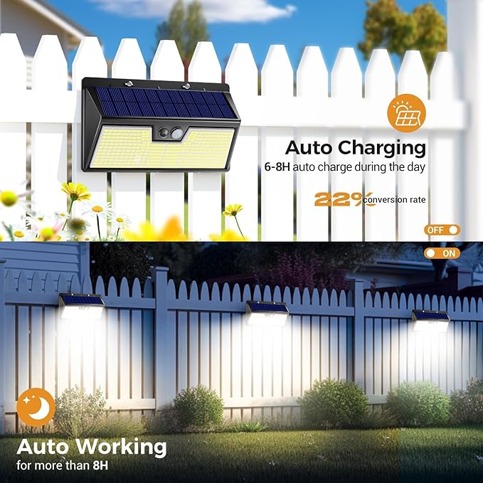 4-Pack Multi-Color Solar Wall Lights, Cool White LED