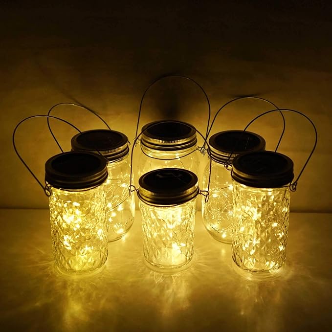 30LED Solar Mason Jar Lights, 8 Pack Jar Lid String Lights (No Jars), Waterproof Fairy Firefly Light for Garden, Patio, Outdoor, Yard, Lawn Decor(Warm White)