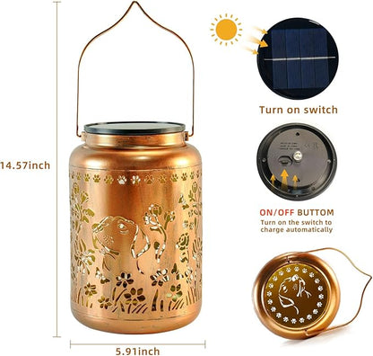 Dog Solar Lanterns Outdoor Waterproof, 14.6'' Large Lamps, Upgraded 2000mAH Battery, Metal Christmas Gift, Birthday Gifts for Women Mom Grandma, Garden Yard Patio Lawn Pathway Decor