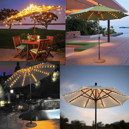 Patio Umbrella Lights 8 Lighting Mode 104 LED String Lights with Remote Control Umbrella Lights Battery Operated Waterproof Outdoor Decor for Patio Umbrellas Outdoor Use Camping Tents Warm White