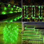 Solar Rope Lights Outdoor, 2-Pack 66ft Total, 200 LED 8-Mode Waterproof String Tube Lights for Garden & Patio, Green