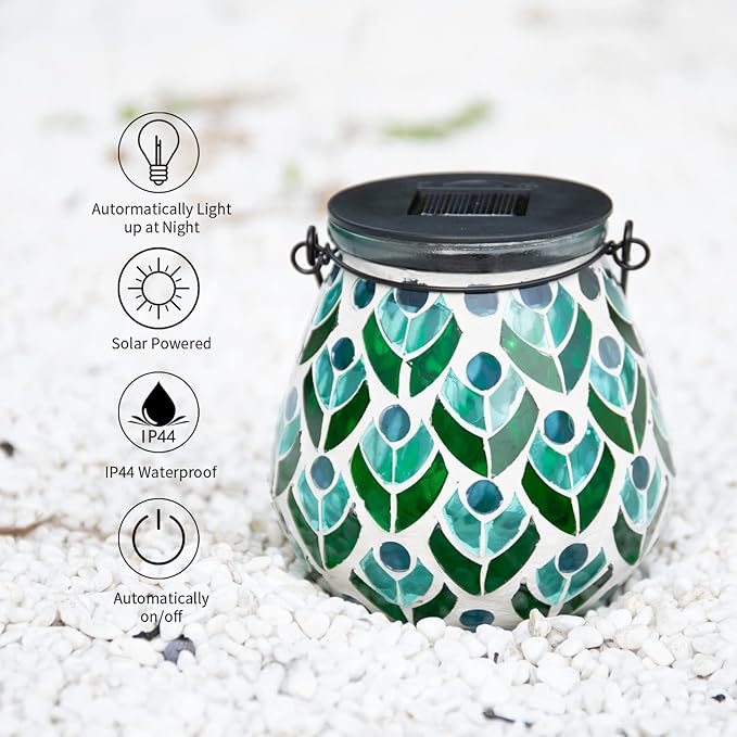 Mosaic Solar Porch Lanterns, Classic Waterproof LED
