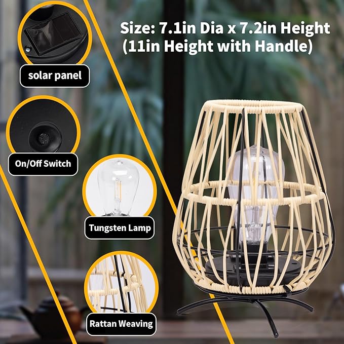 2PK Solar Lanterns Outdoor, Solar Hanging Lantern Lights with Stand Decorative Table Lamp for Garden Patio Courtyard Lawn
