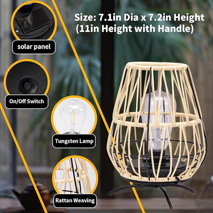 2PK Solar Lanterns Outdoor, Solar Hanging Lantern Lights with Stand Decorative Table Lamp for Garden Patio Courtyard Lawn