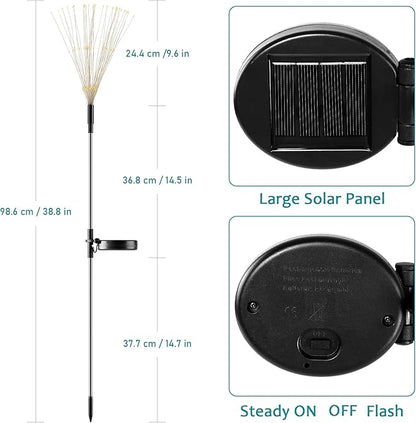 JJGoo Solar Firework Lights, 2 Pack 135 LEDs 2 Lighting Modes Solar Lights Outdoor Waterproof for Garden Patio Walkway Pathway Party Wedding Christmas Decorative - White
