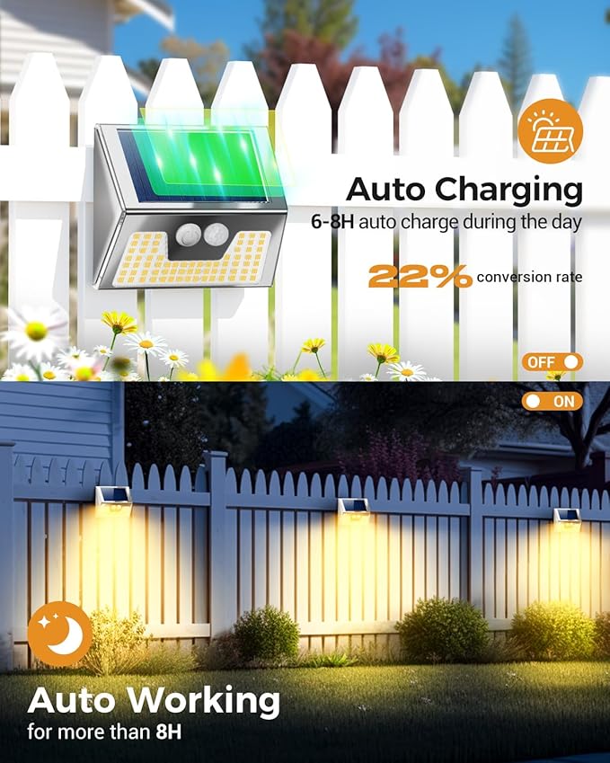 4-Pack Solar Yard Multi-Color Step Lights, Warm White Waterproof