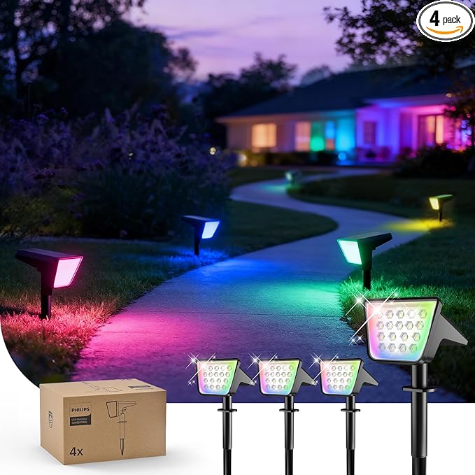 4-Pack Solar Spotlights, 18 LED Yard Lights