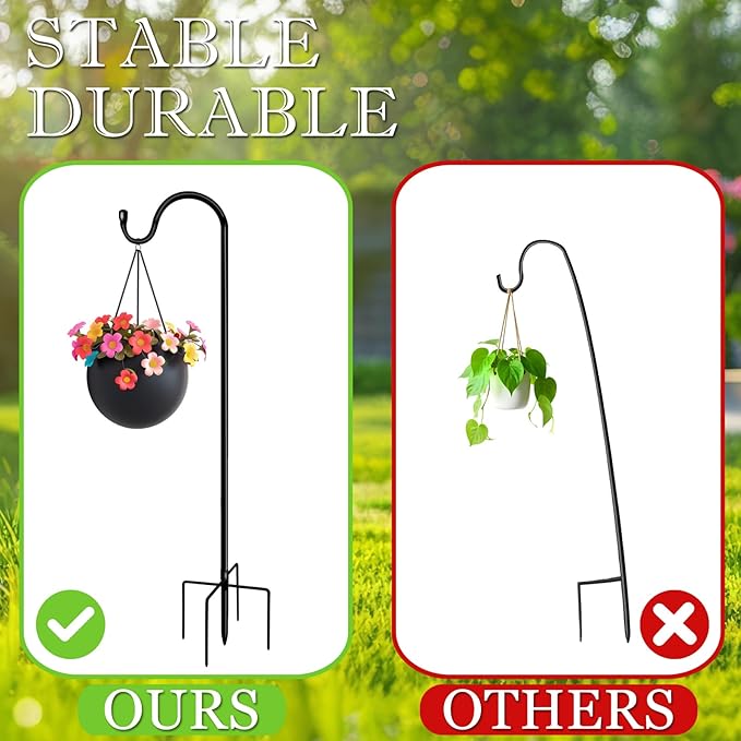 2-Pack 42" Garden Shepherd Hooks, Iron Plant Hangers