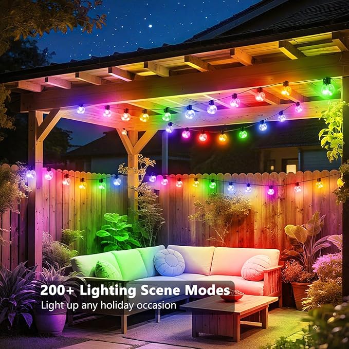 25ft LED Patio String Lights, Waterproof Outdoor