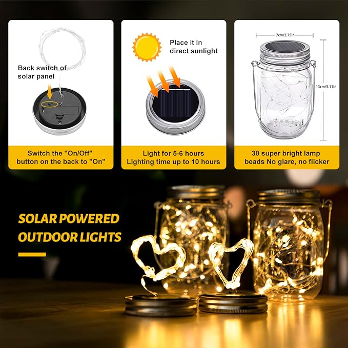 8-Pack Courtyard Solar Lanterns, Waterproof LED Patio Lights