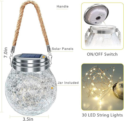ROSHWEY Solar Lantern Gifts for Women, 4 Pack Hanging Garden Decor Lights Outdoor Waterproof with 30 LED for Halloween Christmas Easter Gift