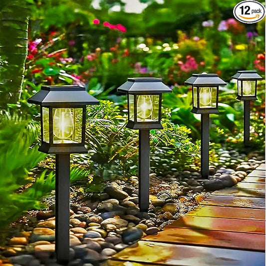 Solar Pathway Lights Outdoor, IP65 Waterproof Upgraded LED - Auto On/Off Landscape Lighting for Driveway, Garden, Walkway, Patio & Yard Decor, Warm White (12Pack)