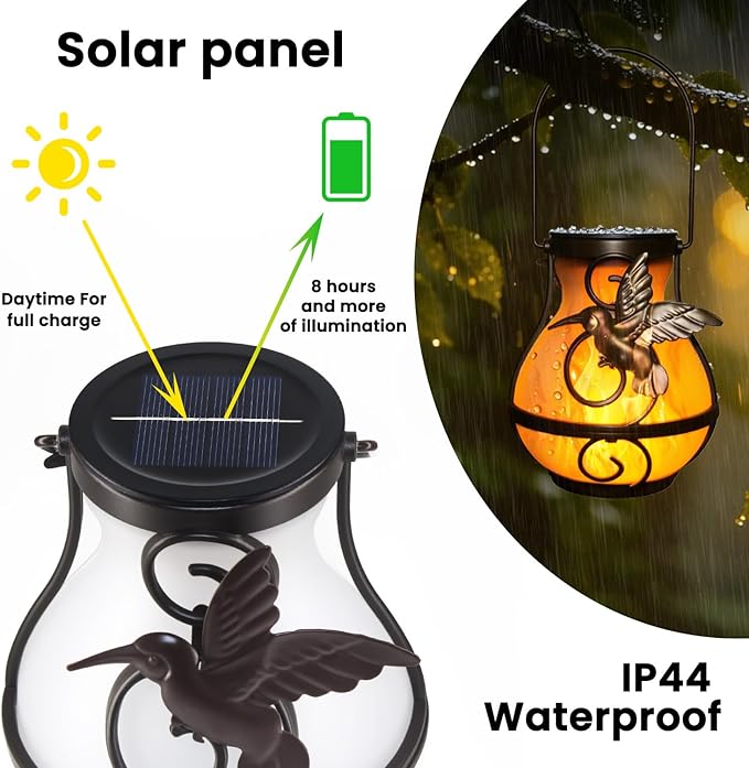 Courtyard Solar Hanging Lanterns 2-Pack, Charming Yard Decor