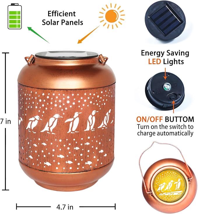 Garden Solar Hanging Lanterns, Metal Yard Decor