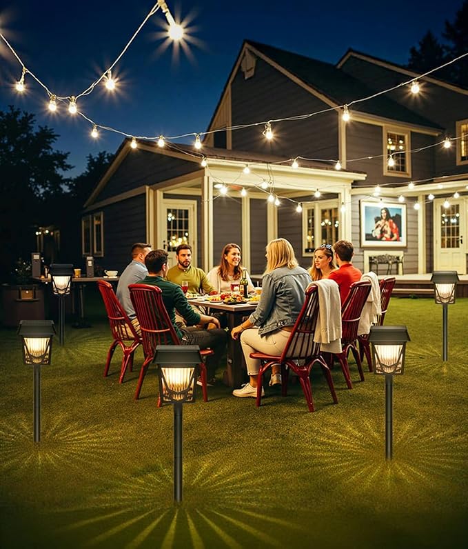 6-Pack Black Solar Path Lights, Outdoor Yard LED