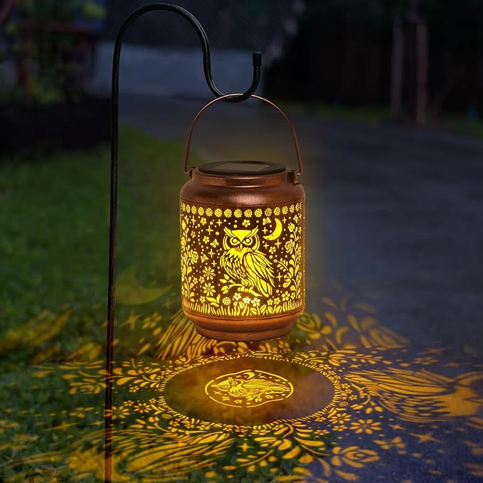 Owl Solar Lantern Set, Rustic Garden Lighting