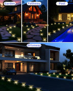 26-Pack Warm White In-Ground Solar Lights, Flat LED Landscape