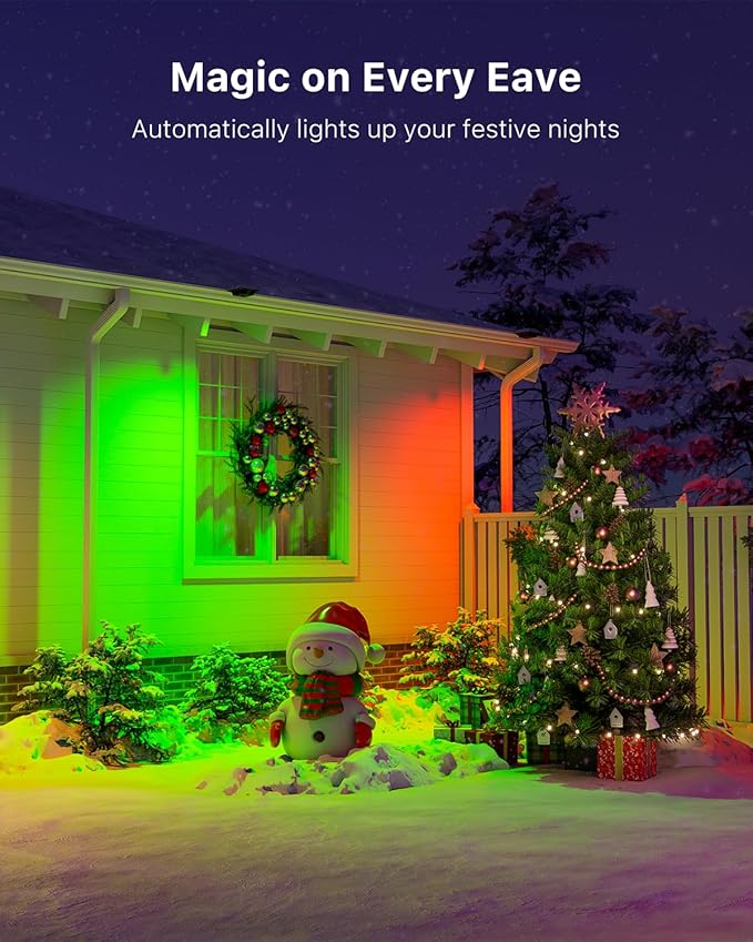 8 Pack Color Changing Solar Gutter Lights Outdoor Decorative 12 LED Waterproof Clip On Gutters Light for Eaves, Roof, Rainspout, Fence, Railing, Wall, Garage, House Porch, Deck, Yard, Cycle Modes(RGB)