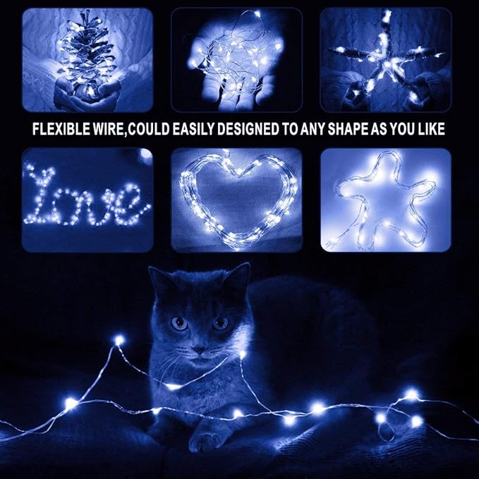 Fairy Lights Battery Operated, 10Feet 30 LED String Lights Indoor Outdoor, Starry Twinkle Light for Wedding Party Christmas Table Decorations, Cold White Bluish（AA Batteries not Included）