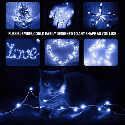Fairy Lights Battery Operated, 10Feet 30 LED String Lights Indoor Outdoor, Starry Twinkle Light for Wedding Party Christmas Table Decorations, Cold White Bluish（AA Batteries not Included）