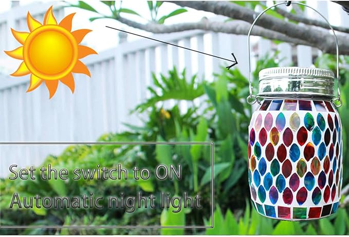 Mosaic Solar Hanging Lanterns 2-Pack, Decorative Porch Decor