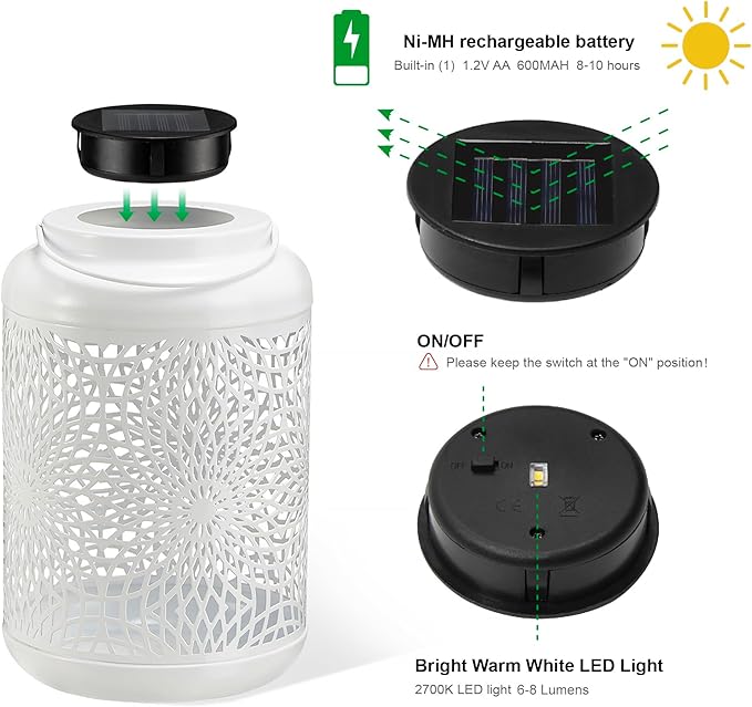 Backyard Solar Hanging Lanterns, Metal Outdoor Decor