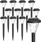 12-Pack Warm White Solar Path Lights, Outdoor Walkway LED