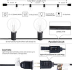 25ft Black Outdoor Edison String Lights, Weatherproof