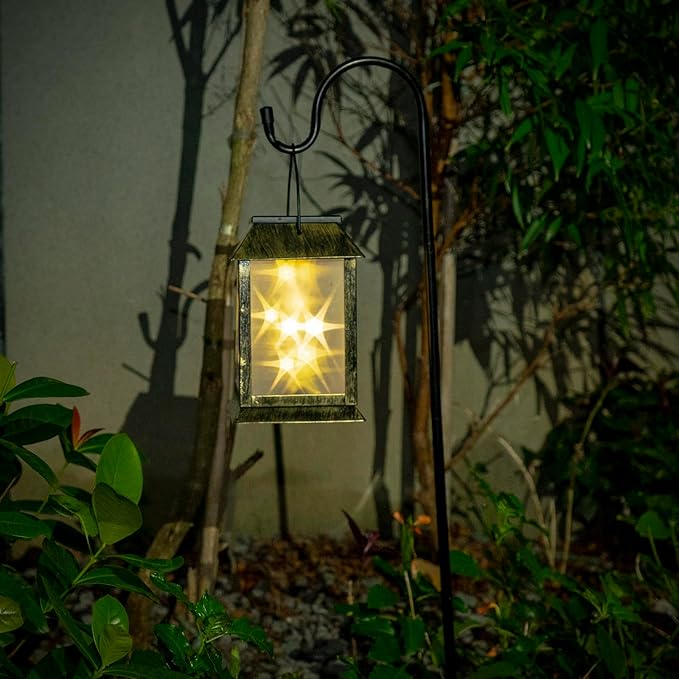 2-Pack Hanging Solar Backyard Lanterns, Charming Waterproof LED