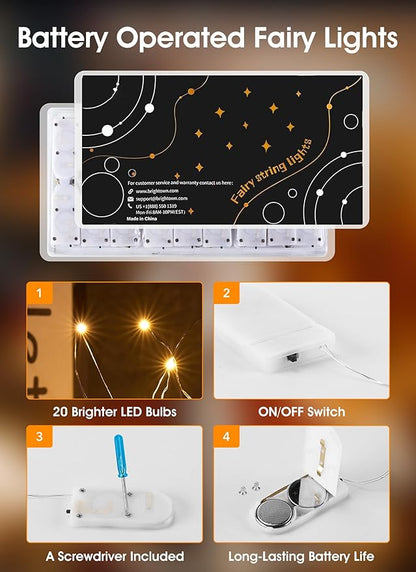12-Pack Outdoor String Lights, 7ft Silver Waterproof LED