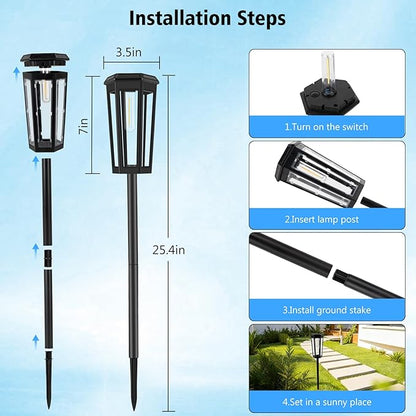 echosari Solar Pathway Lights Outdoor, 8 Pack Solar Powered Garden Lights Waterproof IP65, Auto On/Off, Solar Driveway Landscape Lights for Yard Path Landscape Walkway Lawn（Cool White）