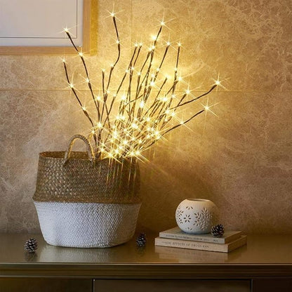 Vanthylit Set of 2 3PK 30" Brown Lighted Twig Stakes 120 Warm White Pathway Light for Outdoor and Indoor (Vase Excluded)
