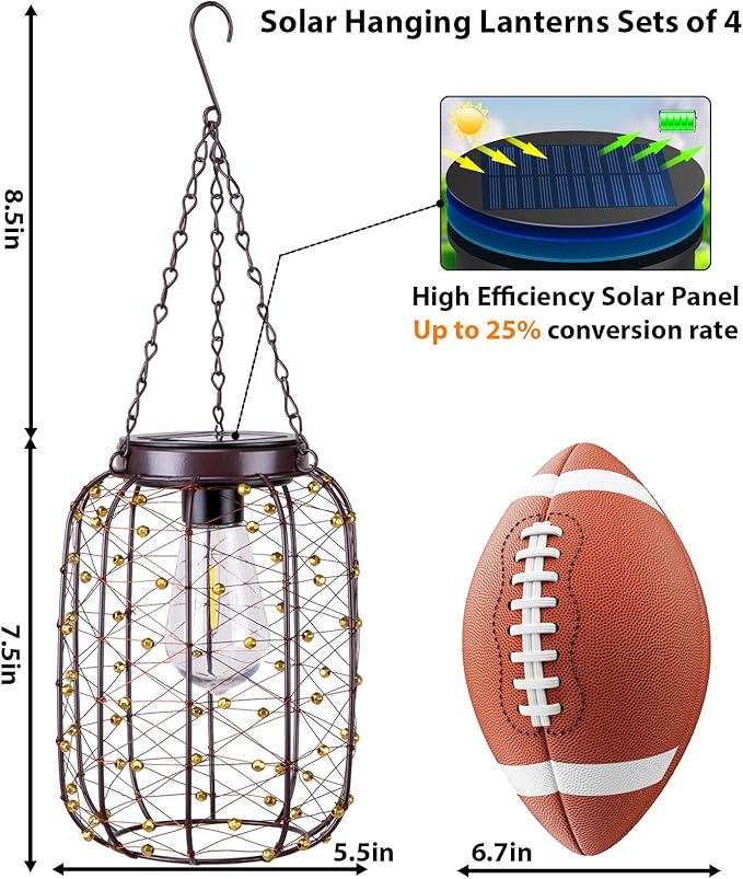 Backyard Solar Yard Lanterns, Rustic Waterproof LED